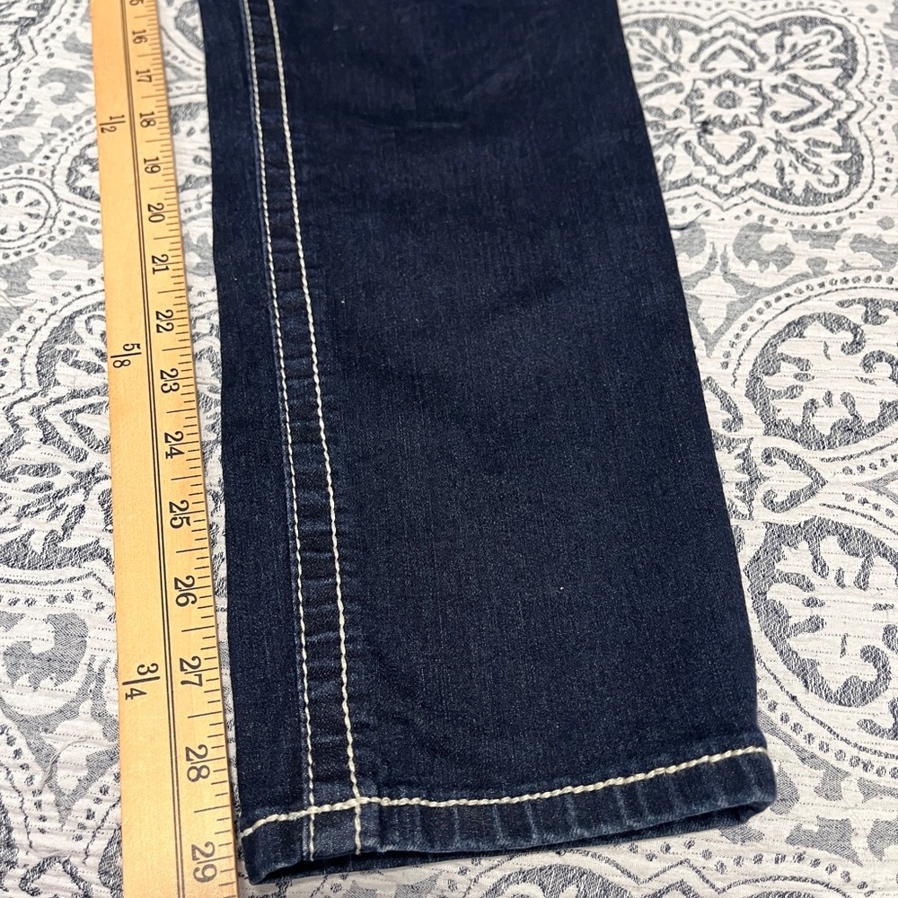 Rebel & Soul Y2K Dark Indigo Skinny Rhinestone Jeans sz 16 - Picture 9 of 11